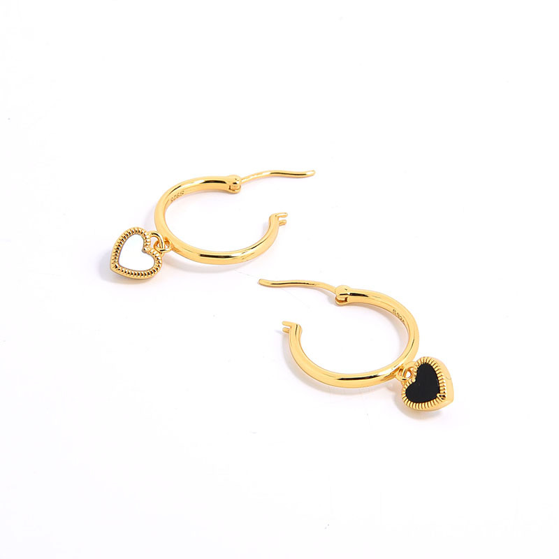 4g Weight 925 Sterling Silver Ear Needle Material Agate, Shell Inlay Material Ear Studs Classification 1 Pair Quantity Holiday, Daily Occasion 925 Sterling Silver Material Heart Shape Pattern Women's Gender Inlay Design Sweet, Simple Style Style 1 Pair 925 Sterling Silver Agate Shell Heart Shape Ear Studs 15