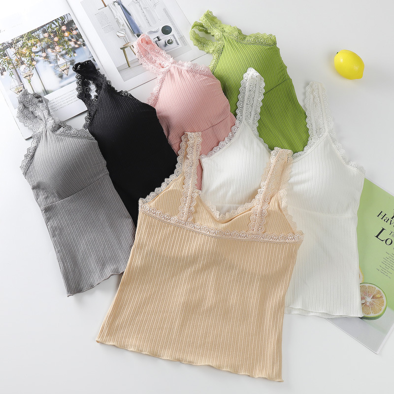 Lace Long Tank Top - White