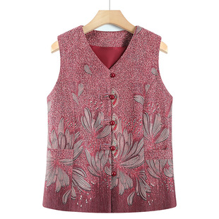 Mother's Spring Vest Jacket 2025 New Middle-aged and Elderly People's Spring Casual Horse Clip Grandma's plus size Clothes