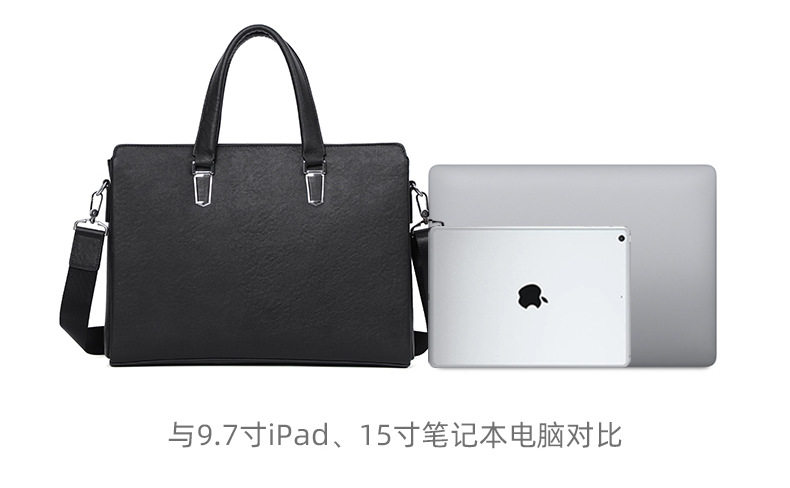 Túi xách nam công sở da bò lớp đầu kiểu mới, túi đựng laptop 14 inch sức chứa lớn 37×10×26 cm — Màu đen chi tiết 12