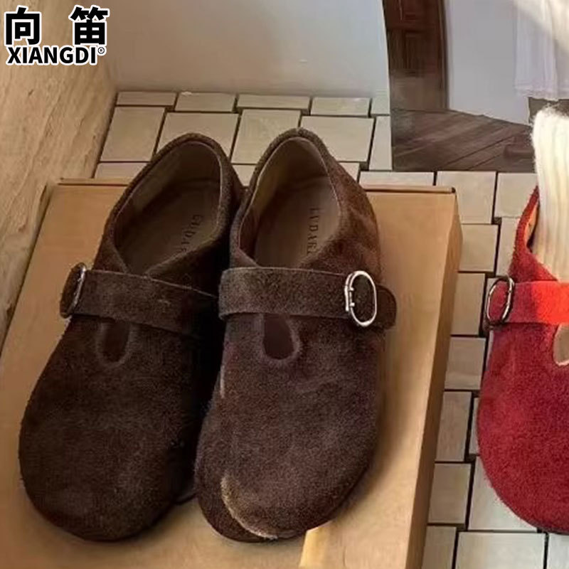 牛皮全包勃肯鞋软底玛丽珍鞋2025新款秋季鞋子女一脚蹬不累脚单鞋|undefined