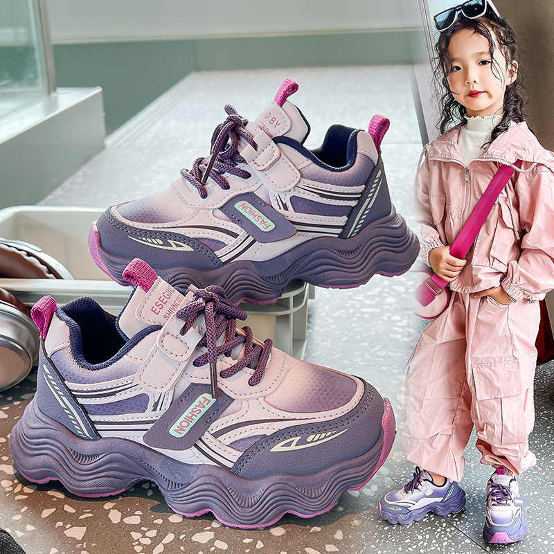 男の子と女の子用の子供用お父さん靴、秋の新しい韓国スタイルの通気性メッシュシューズ、多用途のソフトソールの女の子用ランニングシューズ|undefined
