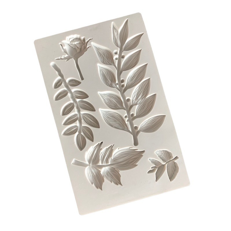 Ramas de rosas, chocolate, fondant, pastel decorativo, molde de silicona, modelado de hojas, molde de silicona, goteo de galletas