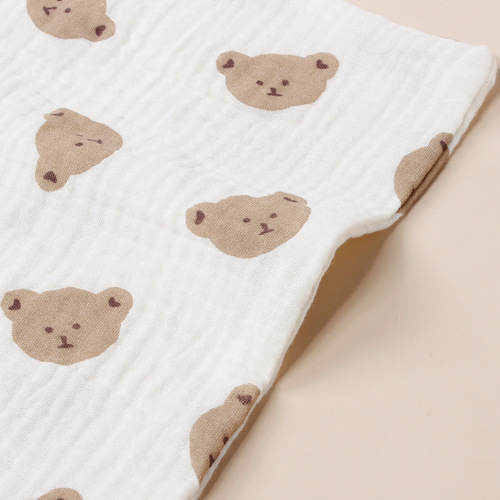 Infant 100% Cotton Soft Square Towel with Double String Muslin Square Handkerchief Baby Gauze Face Towel