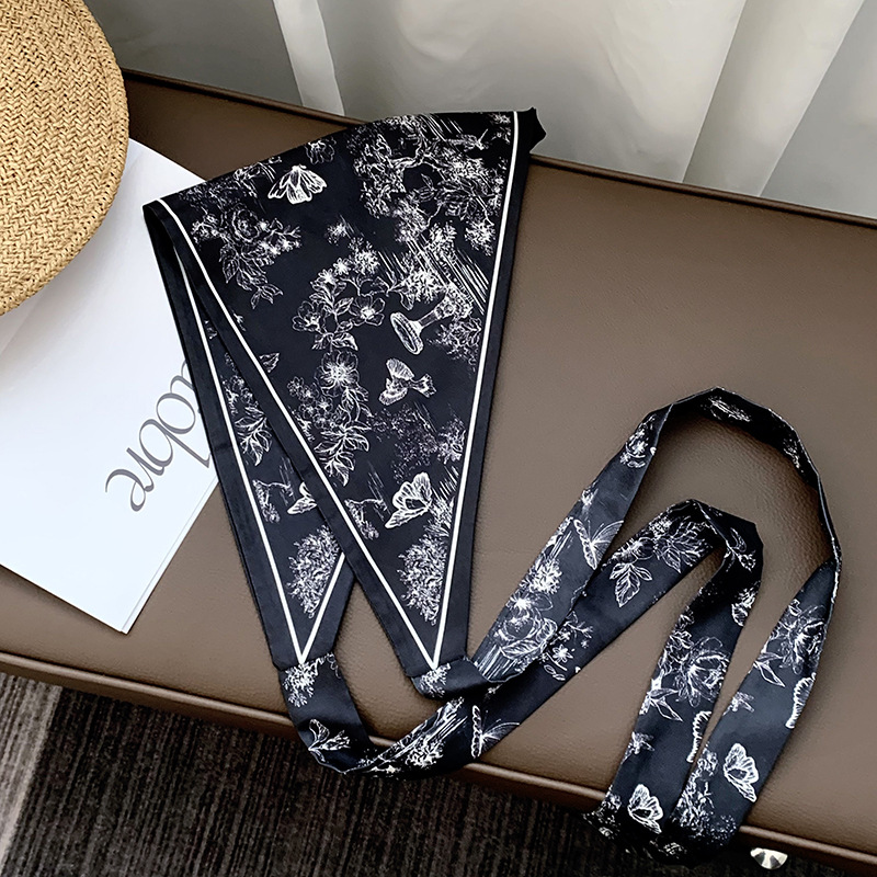 Toalla triangular con cintura, bufanda de seda con flor de anacardo retro, sensación de alta gama, cortina de pedo apilada multifuncional de verano, diadema de todo fósforo