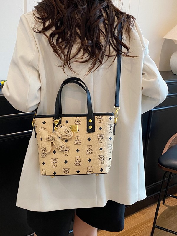 高级感印花手拎水桶包女2025新款菜篮子托特包百搭通勤单肩斜挎包|undefined