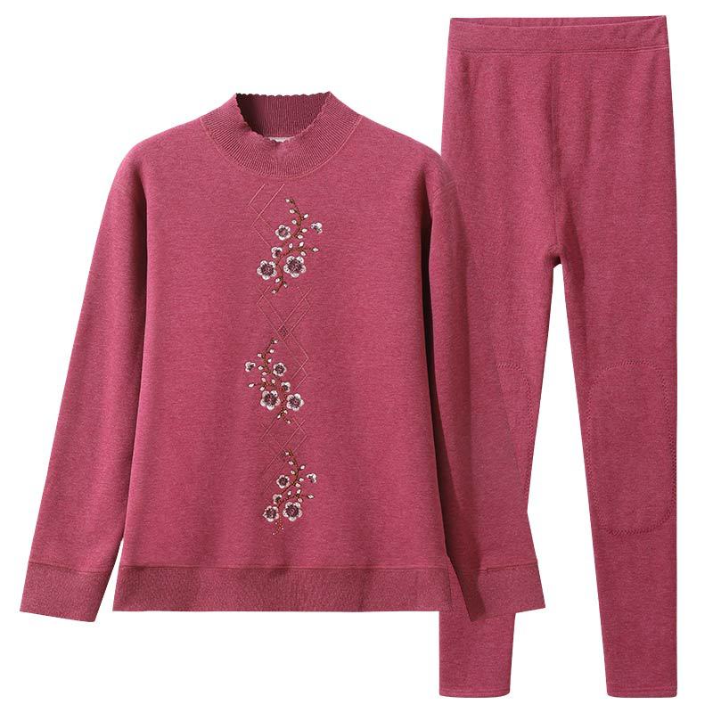 Liquidación: Conjunto de ropa interior térmica para mujer con forro polar y rodilleras gruesas para otoño e invierno, adecuado para mujeres de mediana edad y mayores.