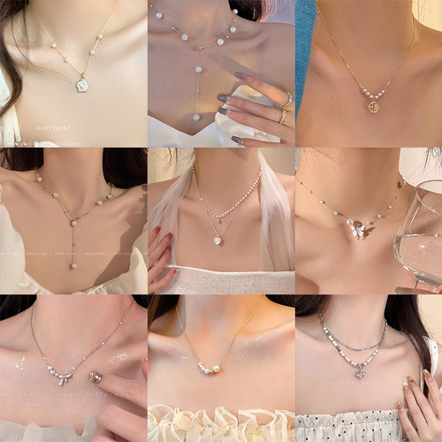 Elegant Pearl Necklace for Women, Versatile and Unique Design, Sweater Chain with a Touch of Luxury, Heart-Shaped Lockchain Jewelry, Wholesale