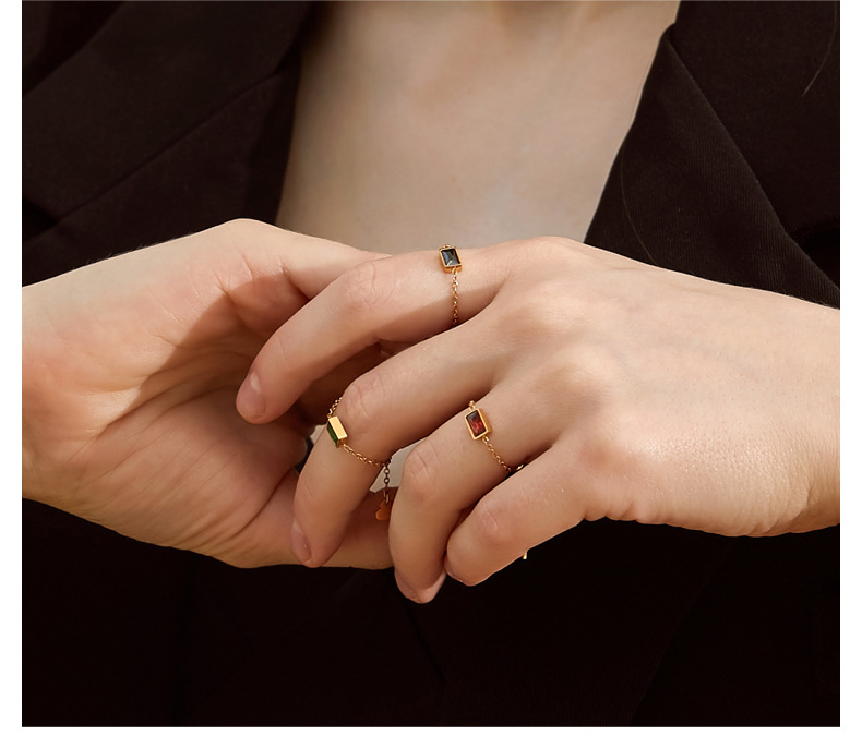 Daily Occasion 304 Stainless Steel Material Wholesale Jewelry Fashion Geometric 304 Stainless Steel Zircon 18K Gold Plated Stainless Steel Rings