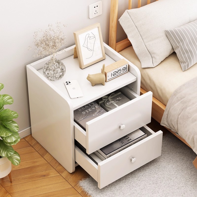 Mesa de cabecera simple y moderna dormitorio simple pequeño armario de almacenamiento de la cama blanca estante red mini armario