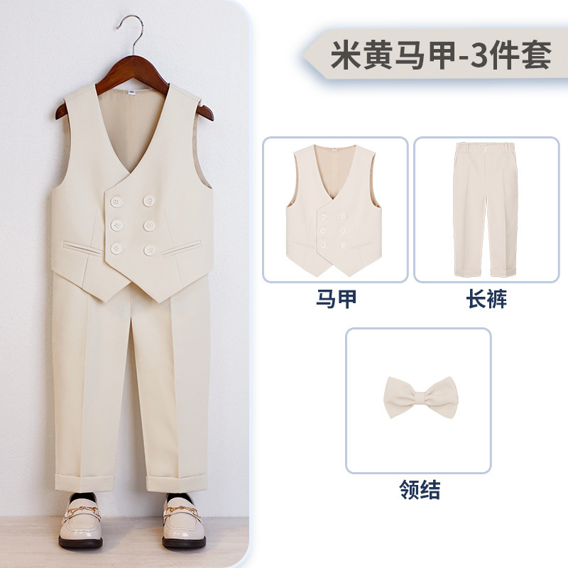 Vestido DE LOS NIÑOS guapo chico británico Caballero estilo traje de los niños pequeño traje de piano host traje de rendimiento