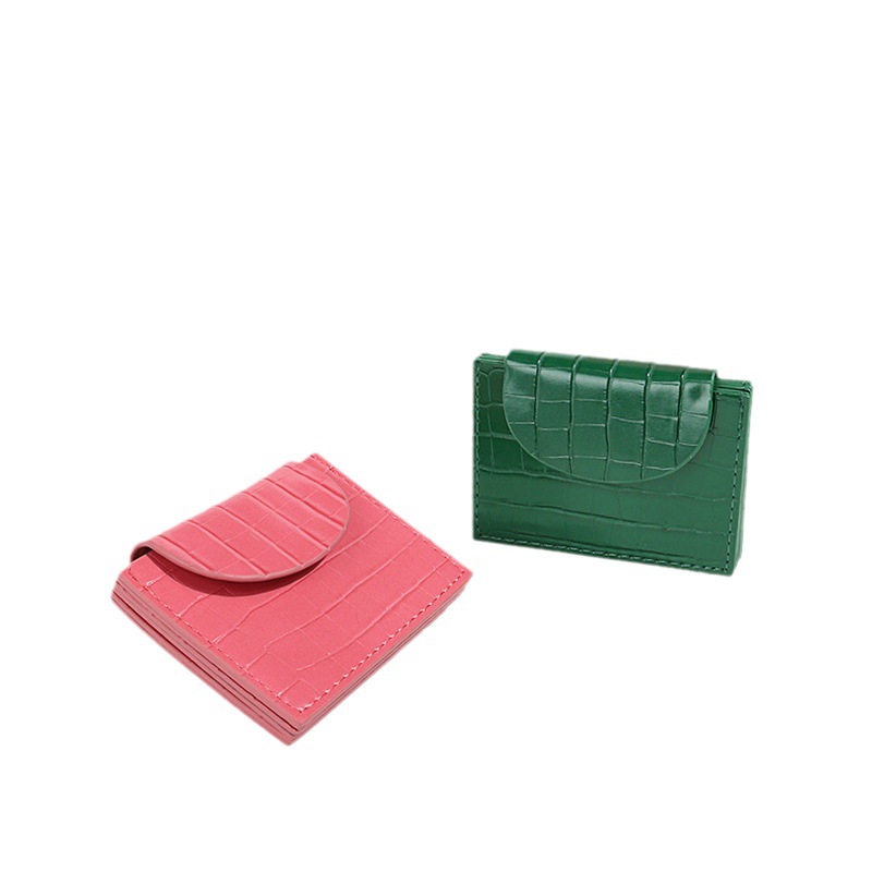 Cartera corta de cuero de camarón para mujer 2023 nuevo titular de tarjeta plegable ultrafino suave pu pequeño simple cartera de mujer