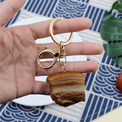 Student Day creative personality simulation braised pork key chain gift Dongpo pendant food school bag key pendant