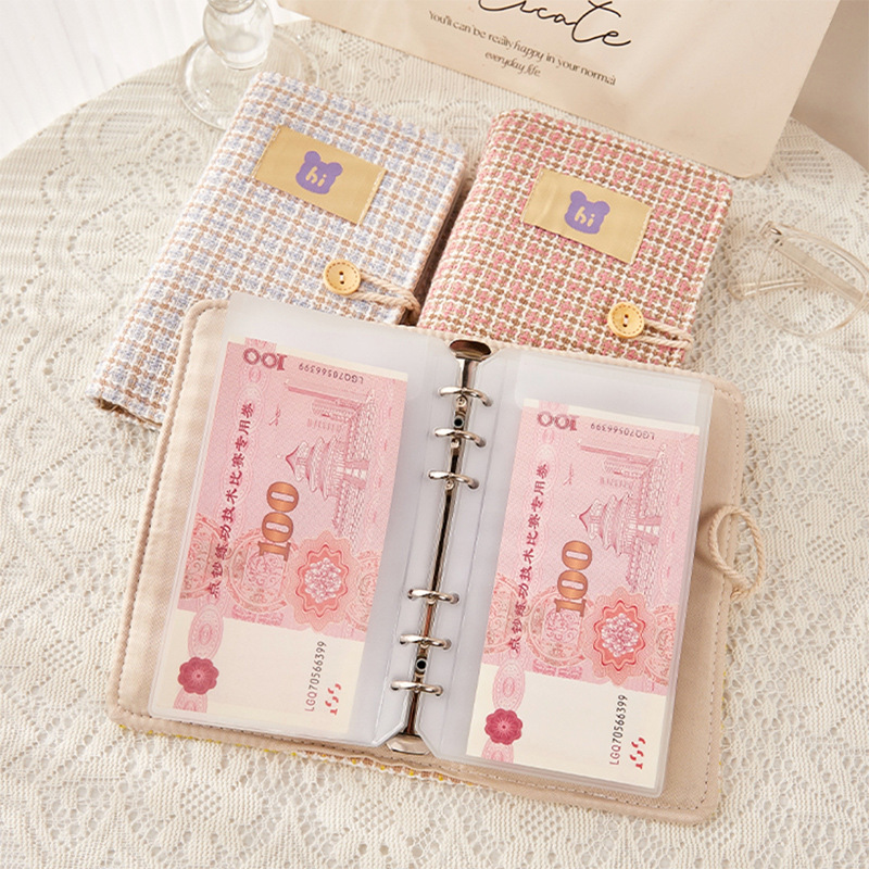Xiaoxiangfeng A6 hojas sueltas, dinero en efectivo, libro de cuentas para niñas de alto valor, nueva billetera de tela de gran capacidad