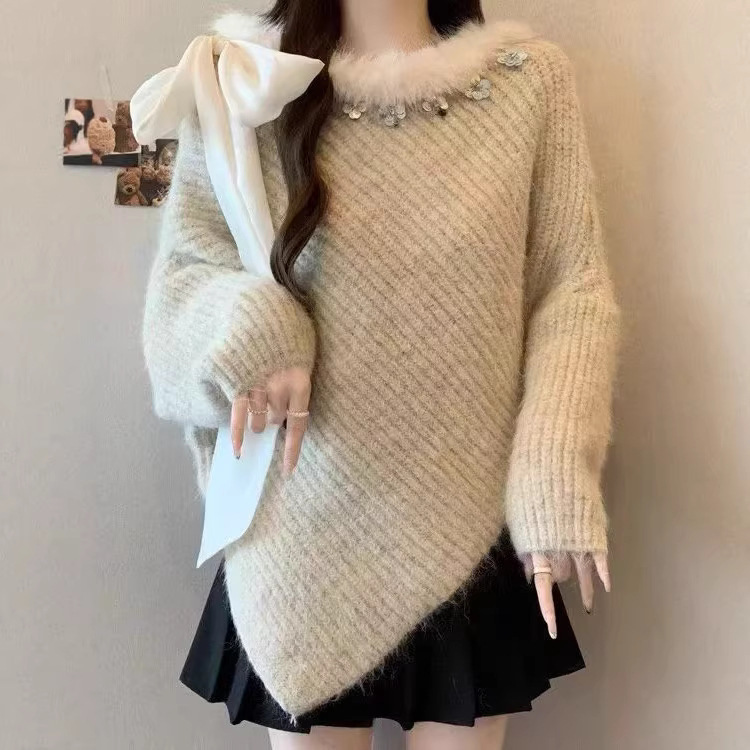 Atmospheric Three-Dimensional Floral Autumn and Winter Christmas and New Year Red Sweater for Women, High-End, Elegant, Loose-Fitting, Soft and Cozy Top Atmospheric Three-Dimensional Floral Autumn and Winter Christmas and New Year Red Sweater for Women, High-End, Elegant, Loose-Fitting, Soft and Cozy Top