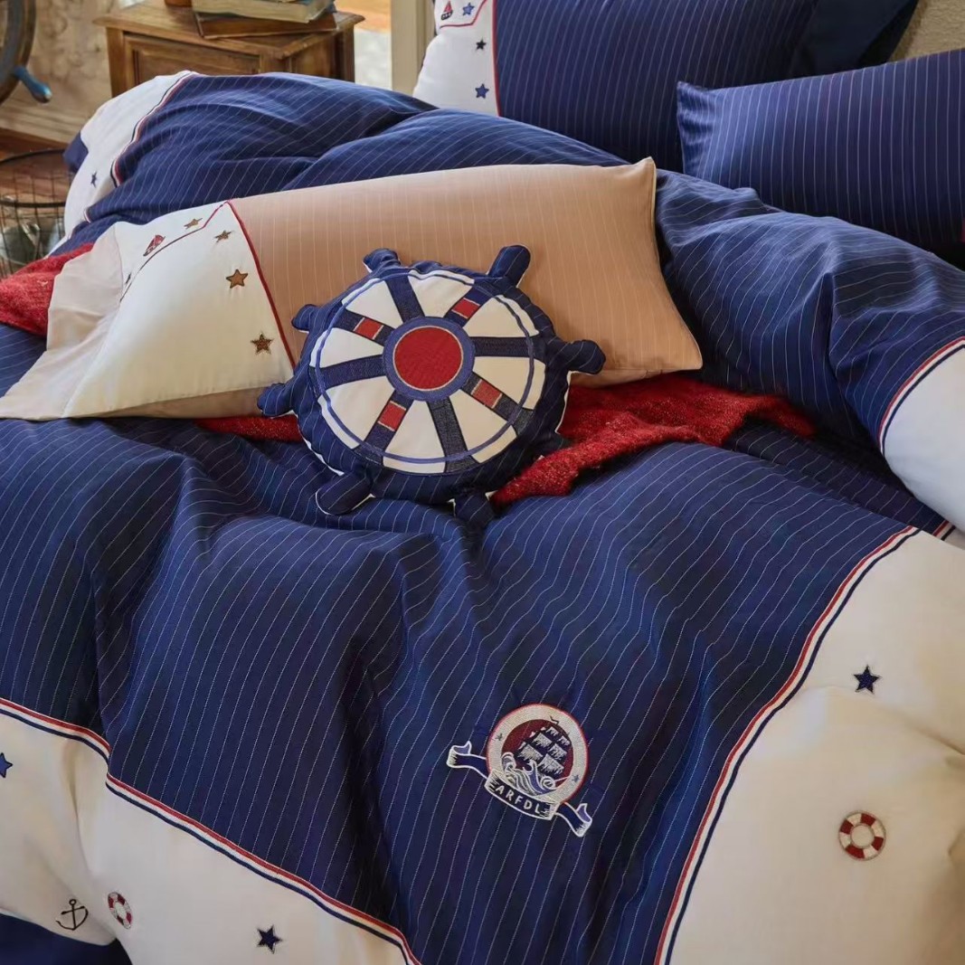 Smooth Sailing 100S Pure Cotton Long-Staple Cotton Brushed Four-Piece Set Kidsren's Boy Quilt Cover Pure Cotton Bed Sheetss Bedding