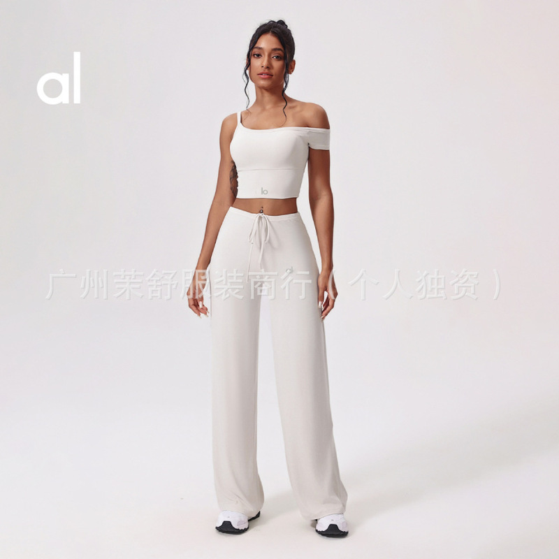 alo跨境抗菌瑜伽套装女2025凉感紧身不对称背心跑步健身美背批发|undefined