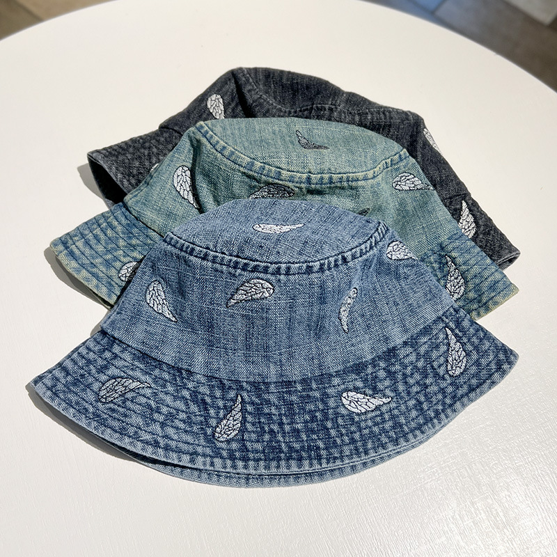 Retro vaquín lavado sombrero pescador mujer 2025 primavera y verano sombrero de protección solar moda versátil mostrando la cara sombrero de cuenca