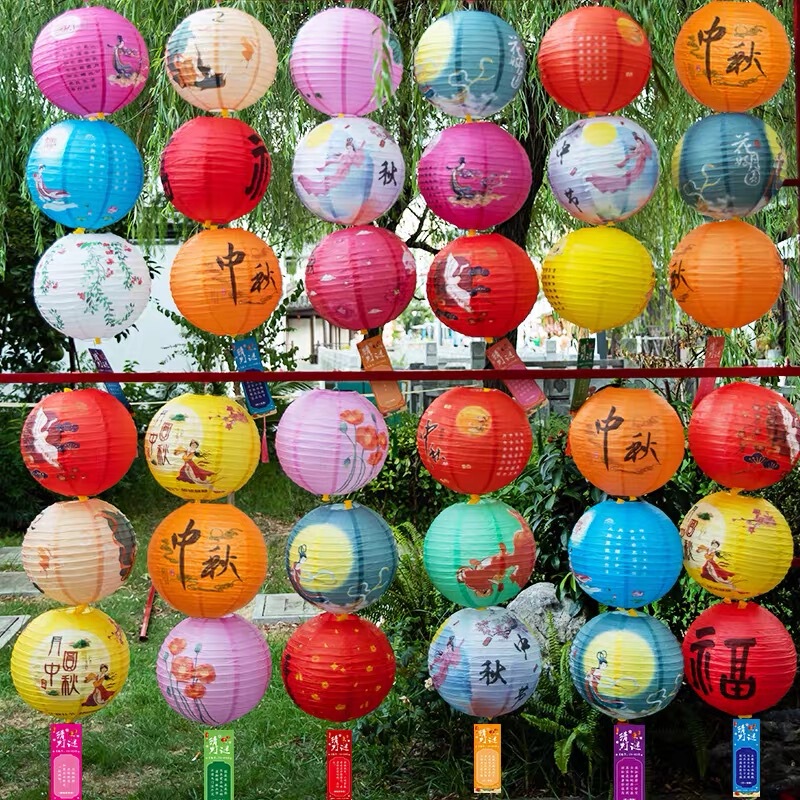 提灯中秋節提灯吊り下げ装飾品手作り DIY 折りたたみ式中秋節灯謎を当てて祝う国慶節ショッピングモール装飾古代スタイル|undefined