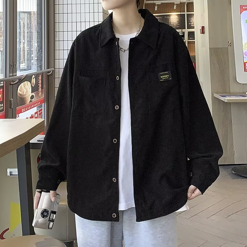 长袖衬衫男生春秋季套装青少年痞帅休闲衬衣搭配牛仔裤一整套穿搭|undefined