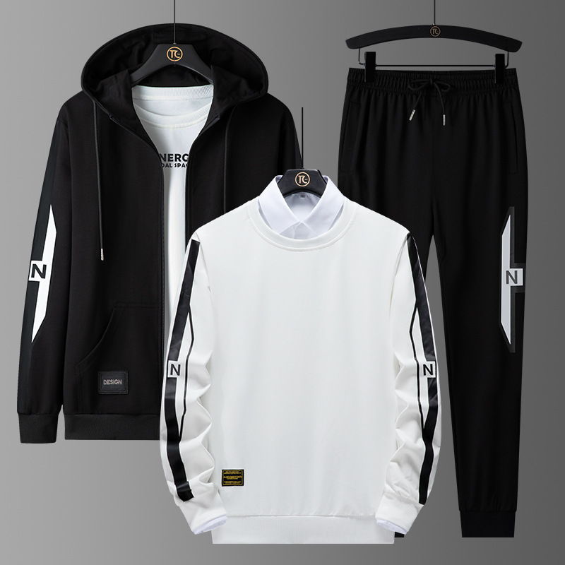 Otoño estilo coreano traje deportivo hombres primavera y otoño chaqueta de suéter de moda correr ropa deportiva casual pantalones traje de tres piezas