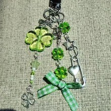 【四叶草格子蝴蝶结星星钥匙扣】手工原创挂件手机链挂件背包挂件