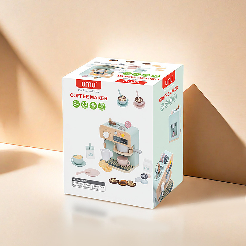 ごっこ遊び新製品コーヒーマシン木製子供の実践的なロールプレイマフィン小さな庭知育玩具ギフト|undefined