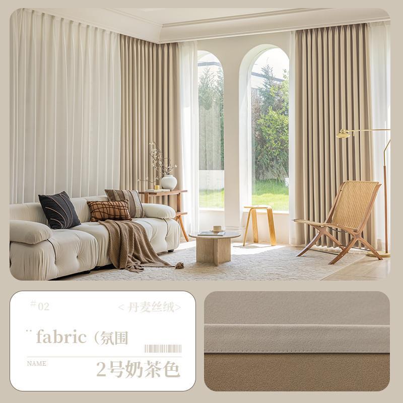 Cortinas Shaoxing Keqiao al por mayor estilo crema de terciopelo danés cortinas simples con opacas completas cortinas terminadas para la sala de estar y el dormitorio