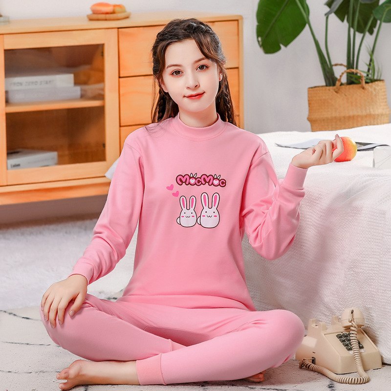 Ropa interior para niños conjunto de algodón puro medio y grande niños ropa de otoño pantalones largos algodón adolescentes niñas suéter de algodón más ropa interior de tamaño