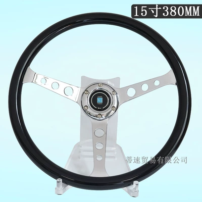 Factory direct sales NARDI modified 15inch steering wheel glossy black round holes 380mm concave electroplated hole spacing 70mm