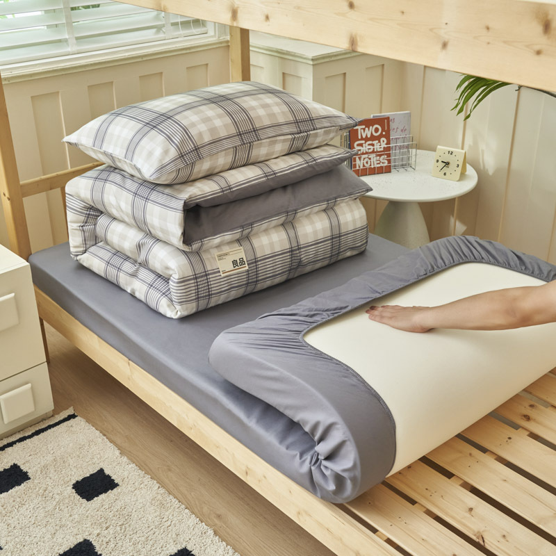 Algodón puro dormitorio universitario cama de tres piezas algodón 2025 verano nuevo estilo funda edredón sábana ropa de cama sábana ropa de cama