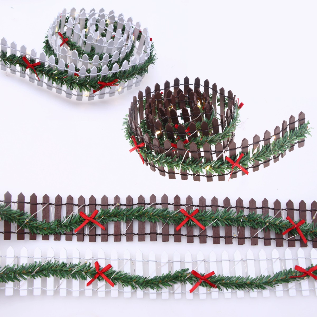 Zakka микро-ландшафтный рождественский эльф садовый забор ручной работы светодиодные огни из ротанга деревянный небольшой забор ландшафтный реквизит