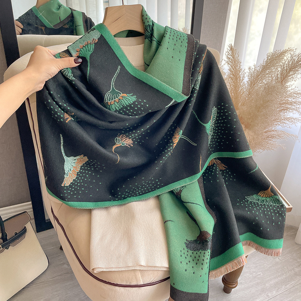 Imitation Cashmere Scarf For Girls With Dandelion Pattern Warm_voghion.com