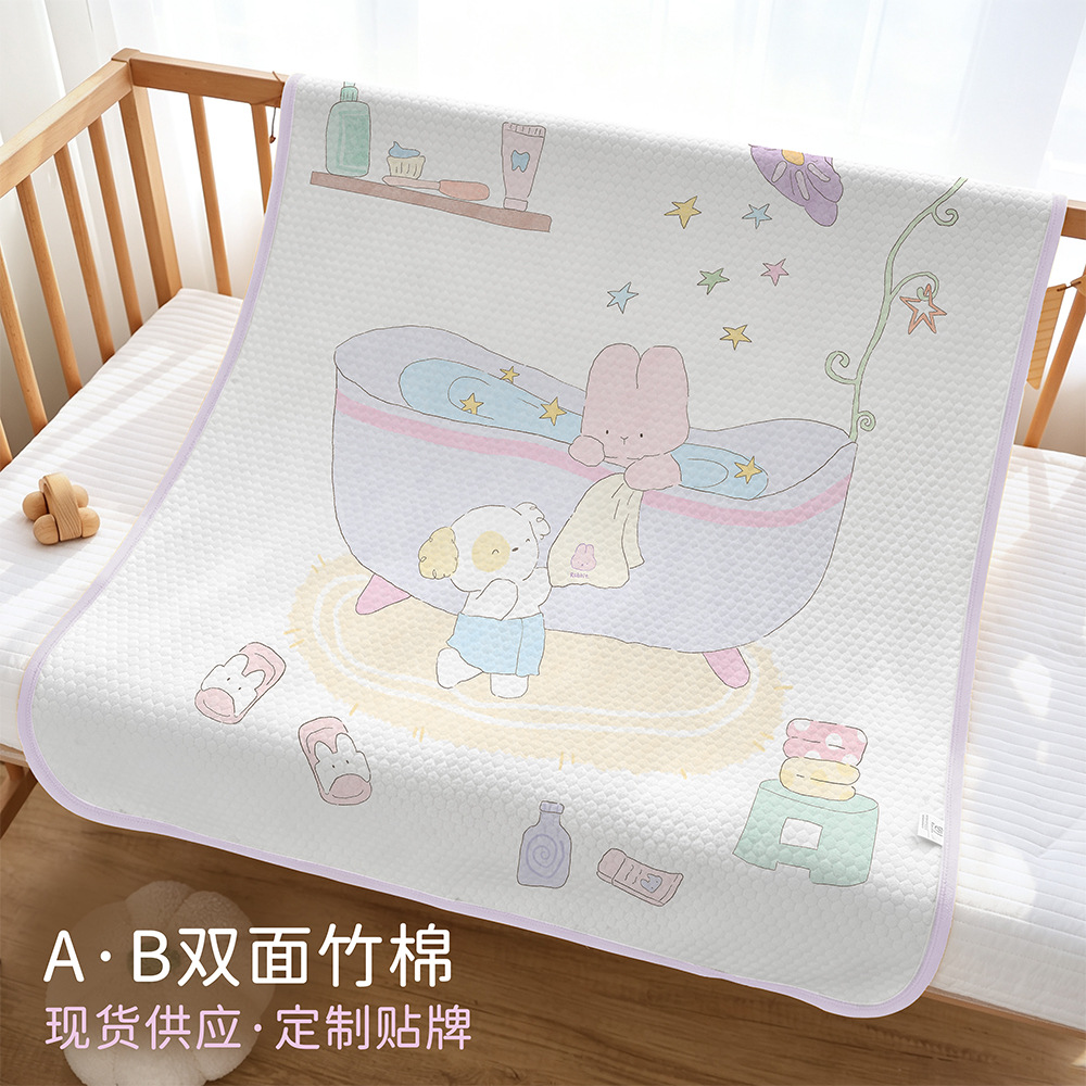 Baby waterproof washable large-size urine-proof pad, menstrual period mattress for children, breathable surface, double-sided bamboo cotton