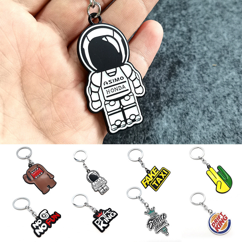 Car modification cultural personality creative metal key chain demo Jun DRIFT KING robot pendant