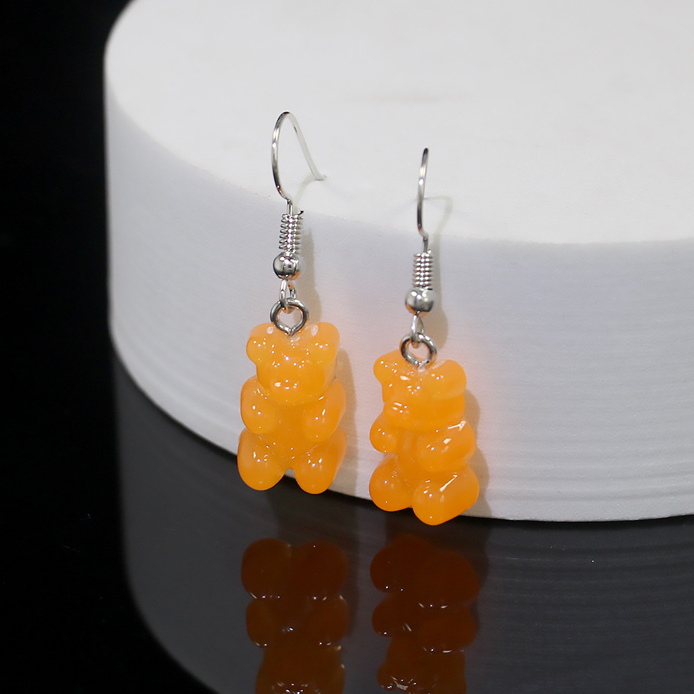 Traje de collar de oso transparente transfronterizo europeo y americano nuevo colgante de dibujos animados de color caramelo de resina collar de mujer de moda personalizada