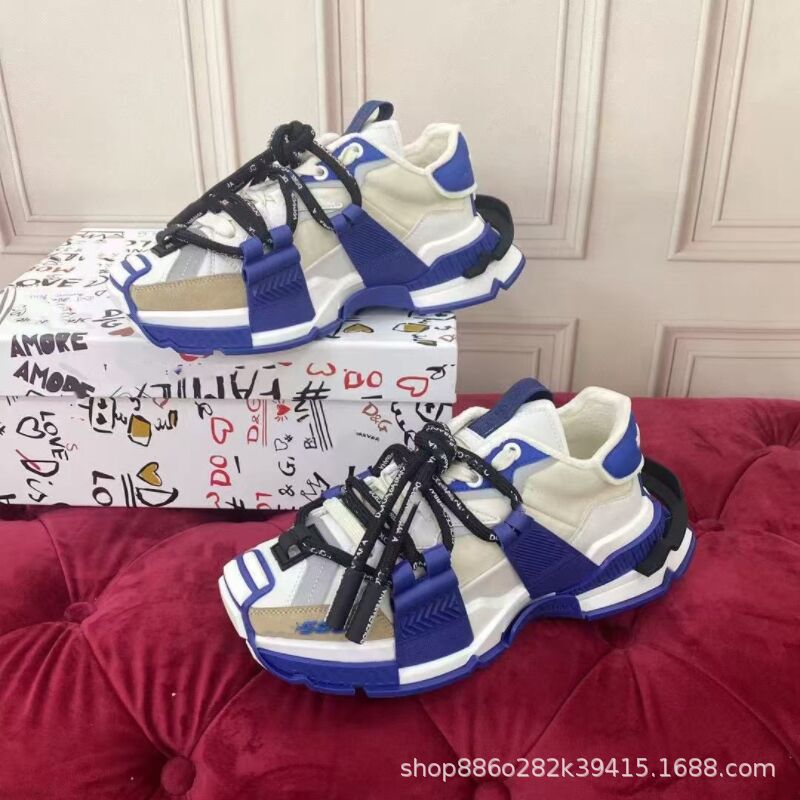 2023 High Ding European Station, punta redonda, suela gruesa, cordones, zapatos deportivos y casuales a juego para mujer, versión coreana de los zapatos de papá de todo fósforo, DG de moda