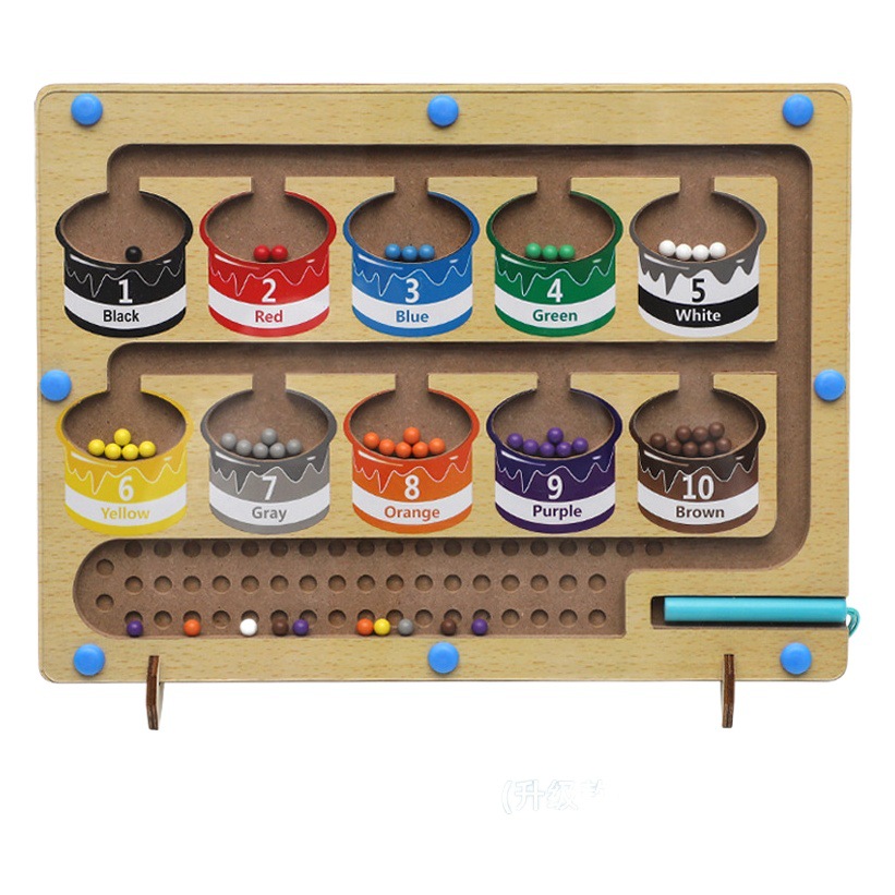 Cpc rompecabezas para niños bolígrafo magnético laberinto digital educación temprana clasificación de color de madera tablero de conteo juguetes de 1 a 3 años