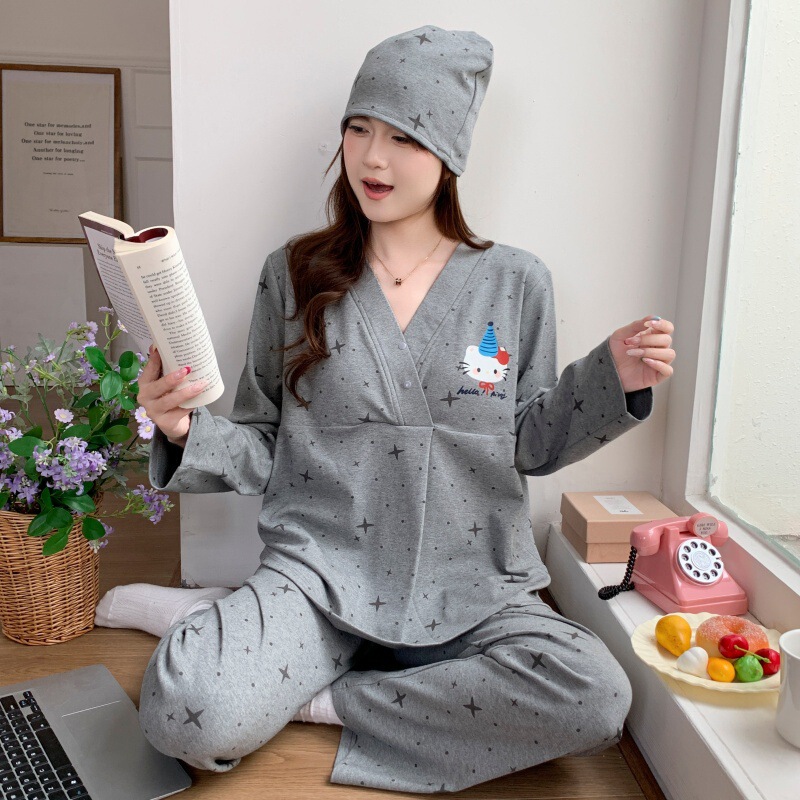 New Chinese-Style Kimono Summer Thin Postpartum Sweat-Absorbent Maternity Pajamas Spring and Autumn Pregnancy Nursing Set