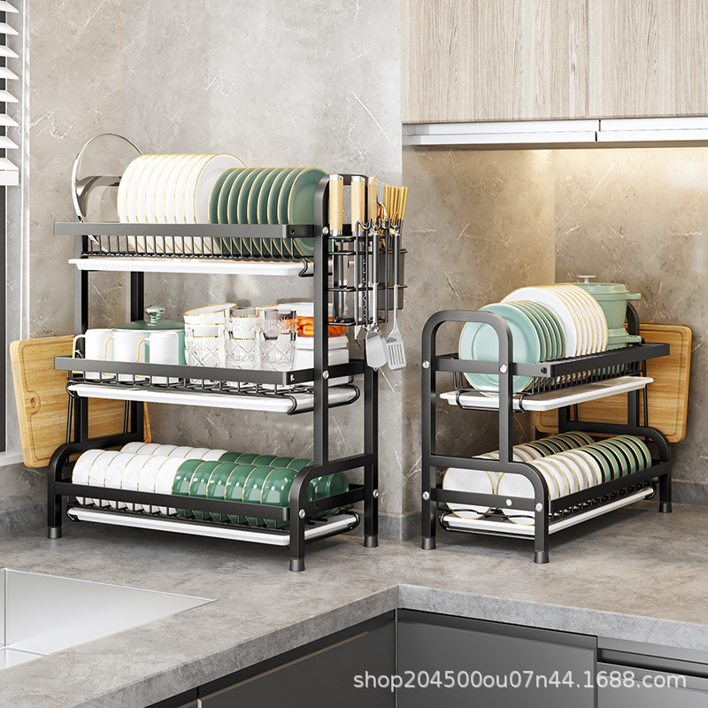 Estante de almacenamiento de platos domésticos estante de drenaje de agua estante de cocina multifuncional estante de almacenamiento de platos estante de palillos caja de almacenamiento armario