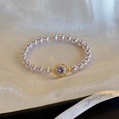 施家真珠マンタバラ紫ジルコンラベンダーブレスレット
