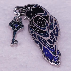 Glitter Crow Brooch in the Mouth, Enamel Pin, Collar, Bag Accessories