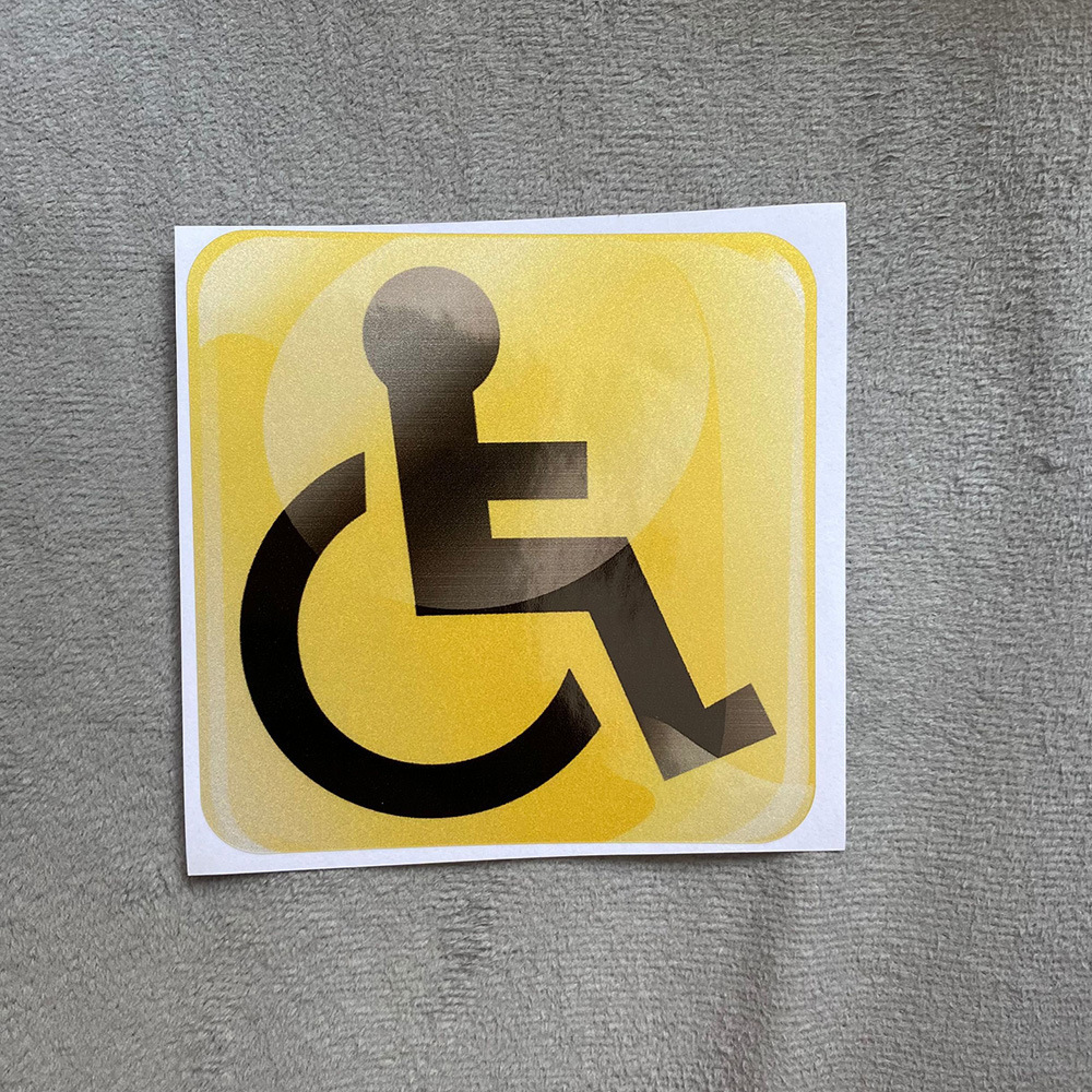 Las etiquetas engomadas del logotipo de la silla de ruedas del fabricante 10x10cm se pueden imprimir otras etiquetas engomadas del logotipo image 1