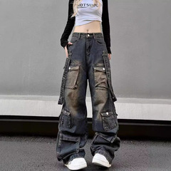 アメリカのレトロな高街の多ポケットの工装のジーパンの男女のoversizeヒップホップのペンダント感のズボンのinsの潮