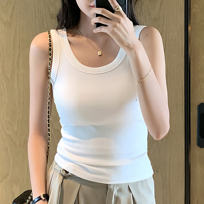 Pure Cotton Modal Threaded Camisole for Women in Spring, Summer and Autum, Anti-Exposure Inner Wear, Slim Outer Wear, Sleeveless Bottoming