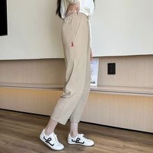 夏季凉感速干透气运动裤女2025新款宽松小个子八分裤妈妈哈伦裤子