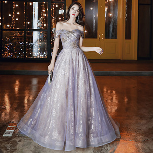 Summer One-Shoulder Evening Dress for Women 2025 New French Retro Dress Banquet Elegant Long Dress for Ladies