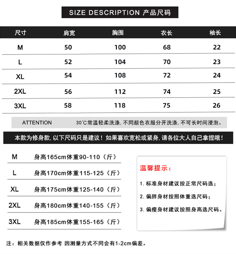 建议尺寸表