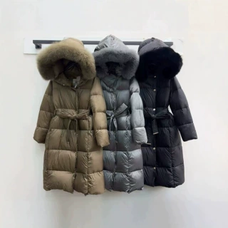 欧洲站2026新款狐狸大毛领羽绒服女中长款过膝加厚收腰时尚外套潮