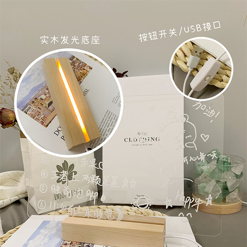 Transparent acrylic luminous message board erasable note board desktop ins style internet celebrity minimalist handwriting display board